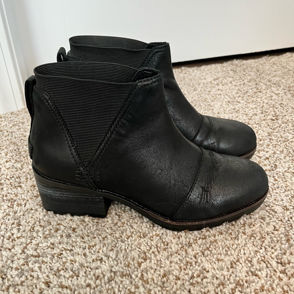Sorel Black Leather Ankle Booties - Picture 3 of 10